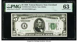 image for: Fr. 1950-D $5 1928 Federal Reserve Note. PMG Choice Uncirculated 63....