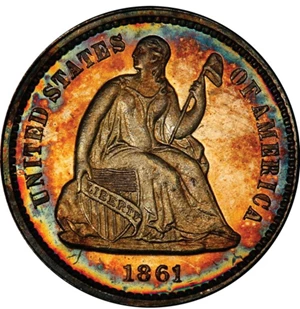 image for: H10C 1861 PCGS PR65 CAM CAC