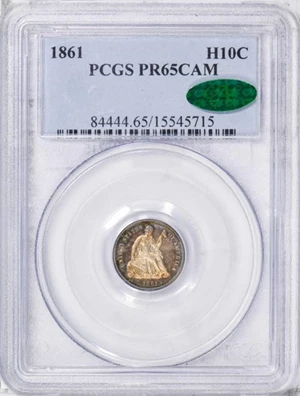 image for: H10C 1861 PCGS PR65 CAM CAC