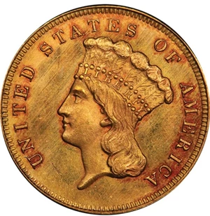 image for: $3 1865 PCGS MS64 CAC