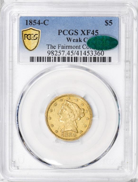 image for: $5 1854-C WEAK C. PCGS  XF45 CAC