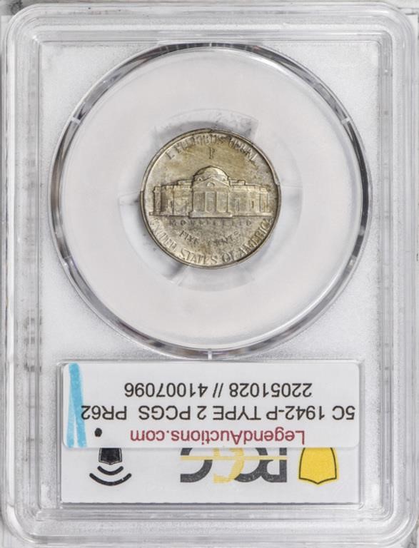 Jefferson Nickel 5c Silver War Issues, 1942 [Type] PR61 thumbnail 4