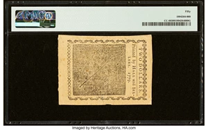 image for: Continental Currency January 14, 1779 $2 PMG About Uncirculated 50....