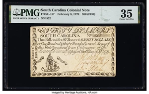 image for: South Carolina February 8, 1779 $80 PMG Choice Very Fine 35....