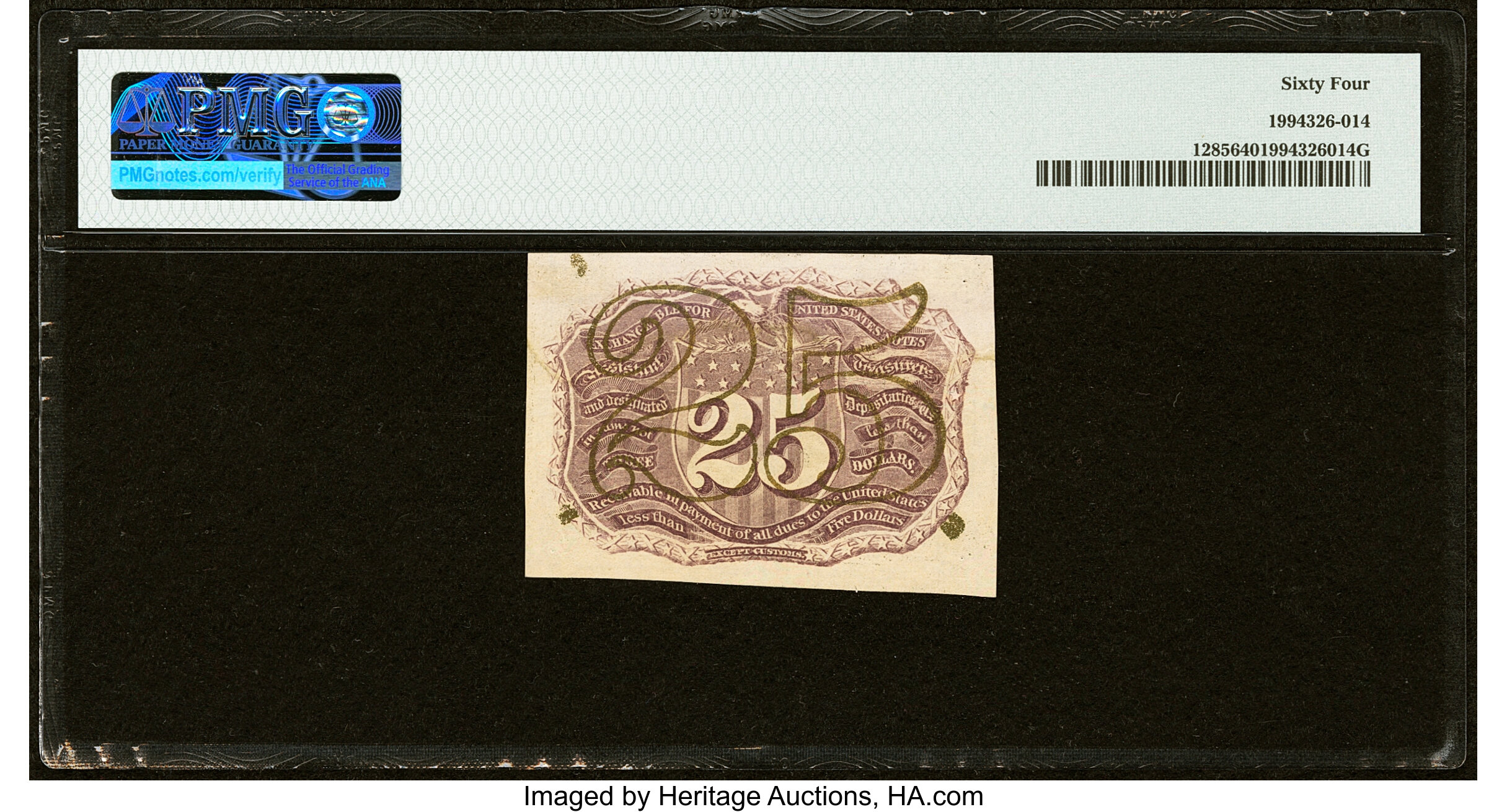 image for: Fr. 1285 25¢ Second Issue PMG Choice Uncirculated 64....