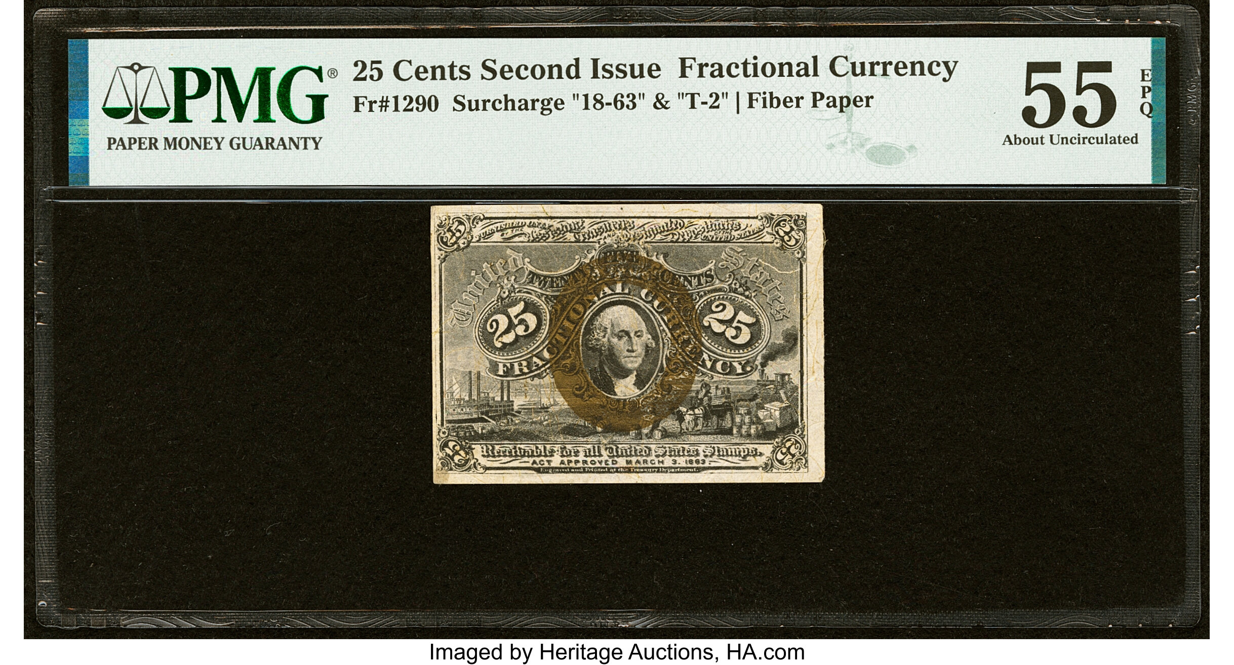 image for: Fr. 1290 25¢ Second Issue PMG About Uncirculated 55 EPQ....