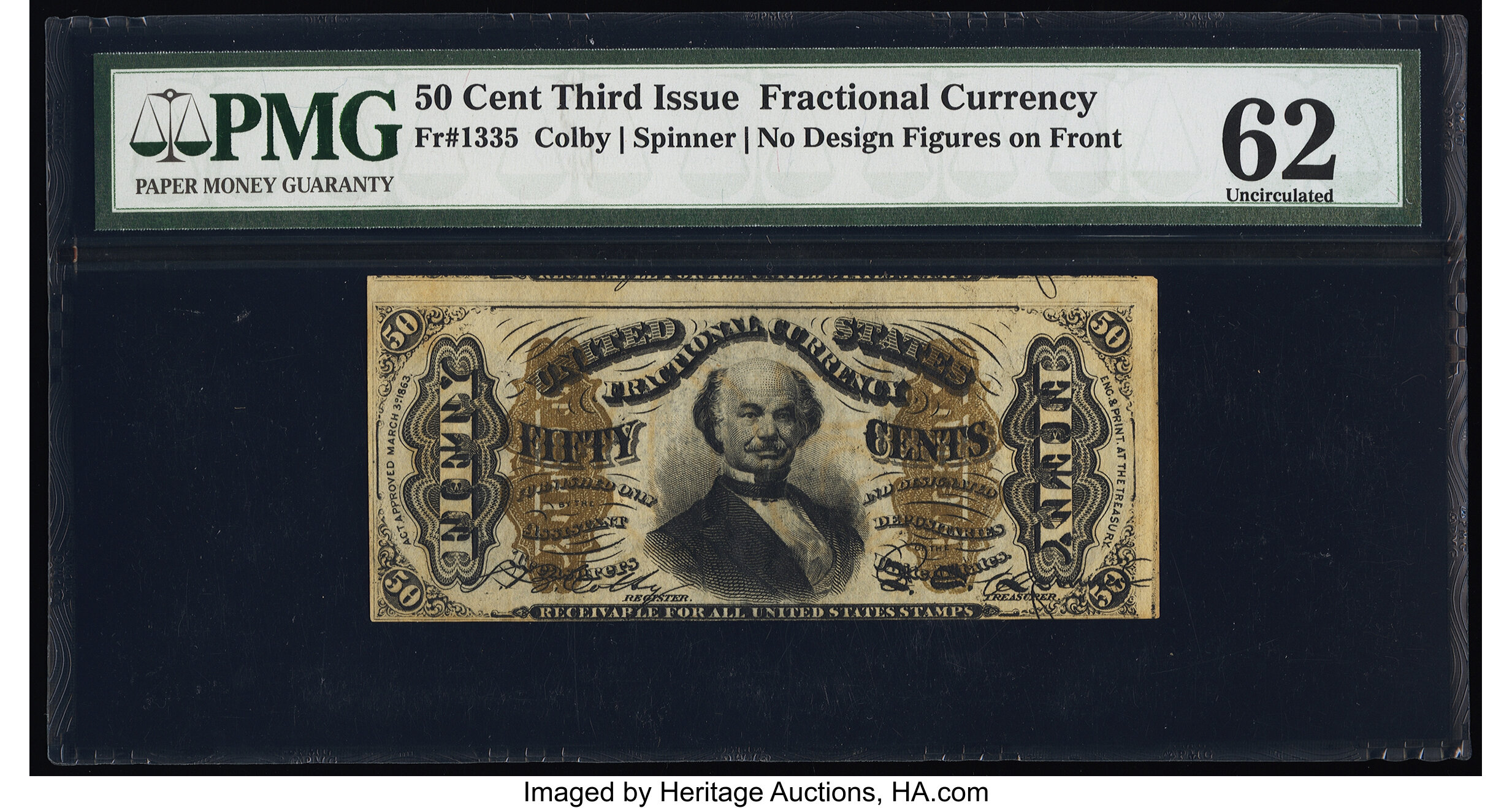 image for: Fr. 1335 50¢ Third Issue Spinner PMG Uncirculated 62....