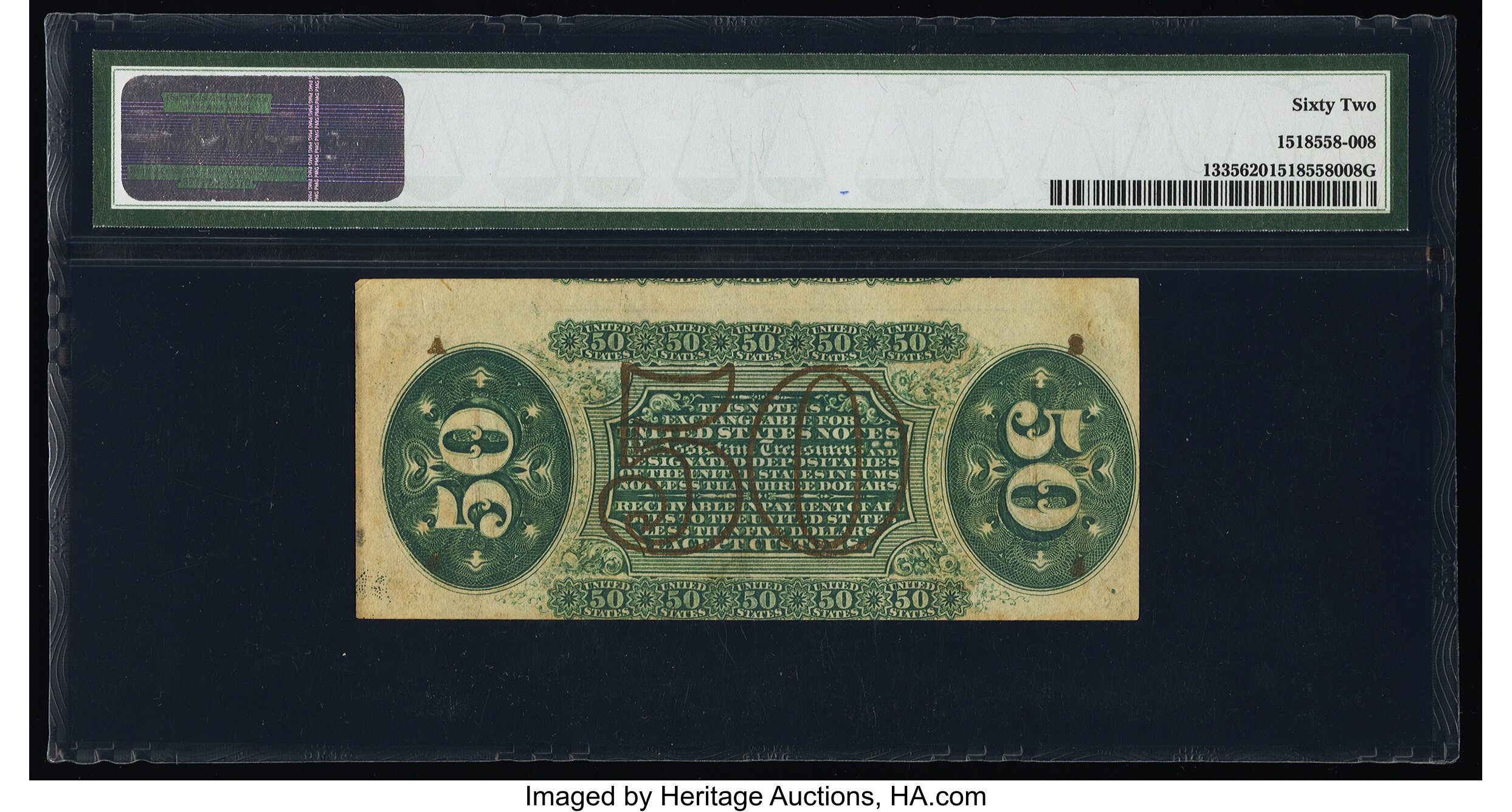 image for: Fr. 1335 50¢ Third Issue Spinner PMG Uncirculated 62....