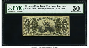 image for: Fr. 1365 50¢ Third Issue Justice PMG About Uncirculated 50....