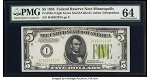 image for: Fr. 1955-I $5 1934 Federal Reserve Note. PMG Choice Uncirculated 64....