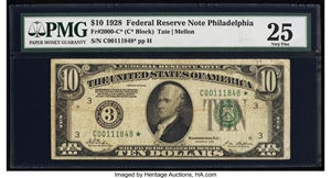 image for: Fr. 2000-C* $10 1928 Federal Reserve Star Note. PMG Very Fine 25....