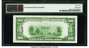 image for: Fr. 2050-K $20 1928 Federal Reserve Note. PMG About Uncirculated 53 EPQ....