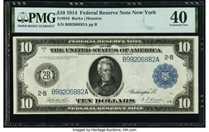 image for: Fr. 910 $10 1914 Federal Reserve Note PMG Extremely Fine 40....