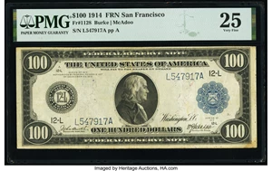 image for: Fr. 1128 $100 1914 Federal Reserve Note PMG Very Fine 25....