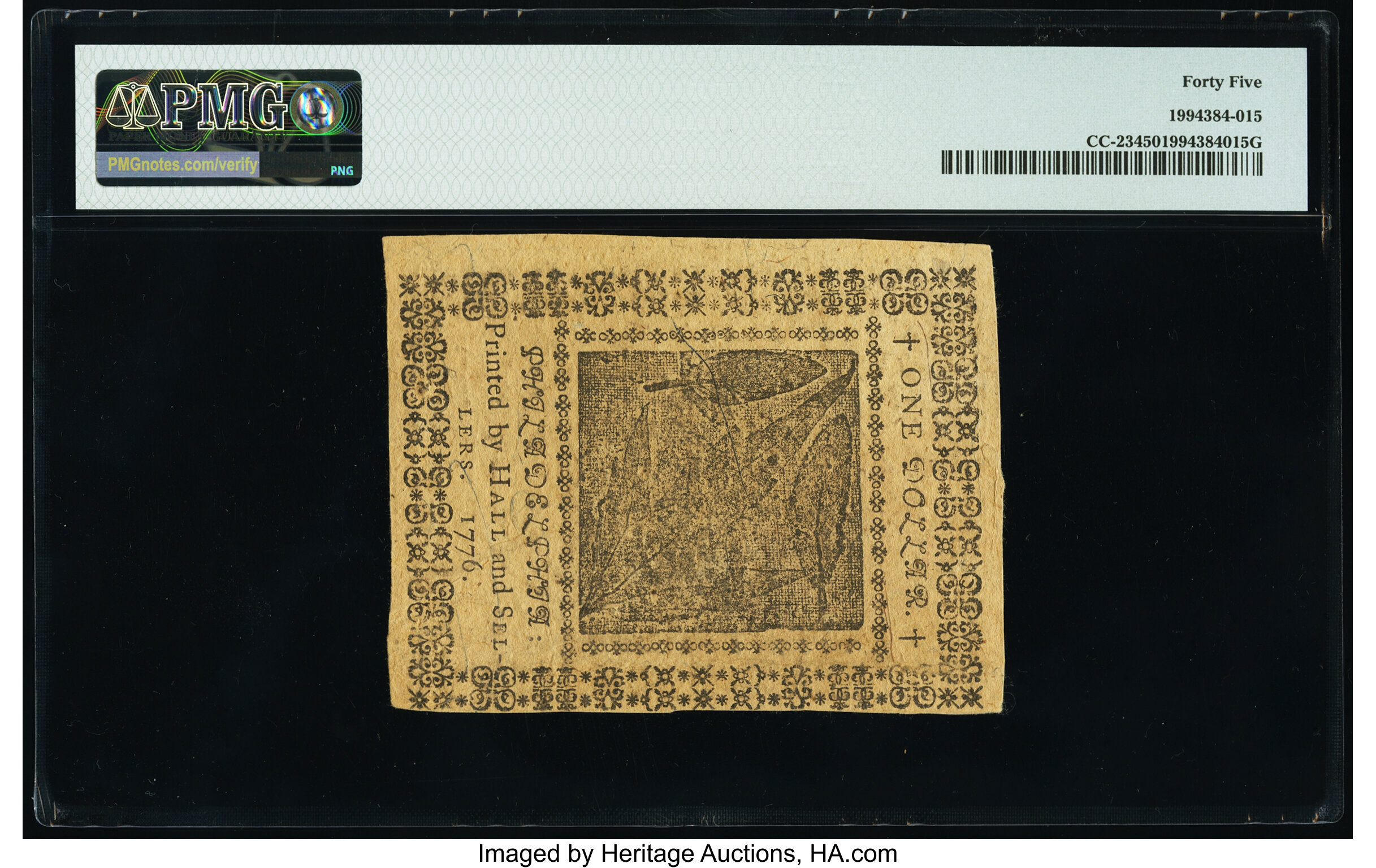 image for: Continental Currency February 17, 1776 $1 PMG Choice Extremely Fine 45....