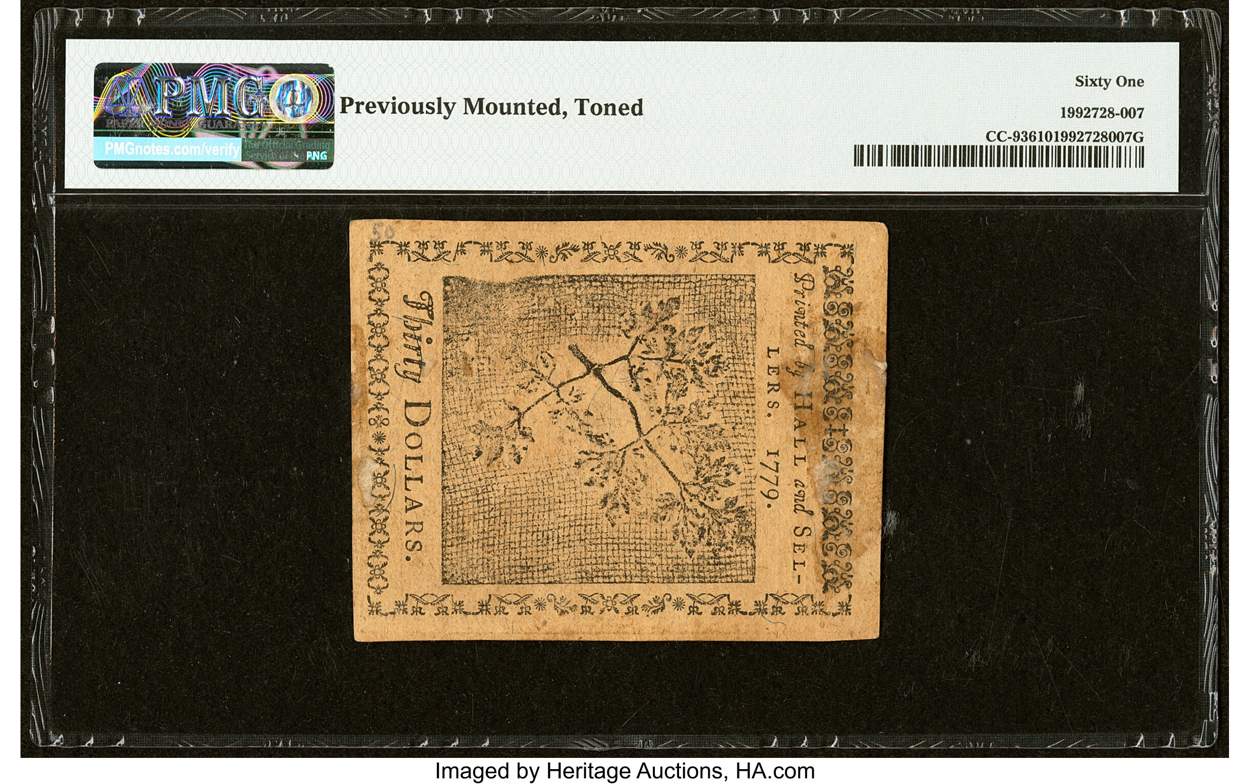 image for: Continental Currency January 14, 1779 $30 PMG Uncirculated 61....