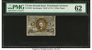image for: Fr. 1235 5¢ Second Issue PMG Uncirculated 62....