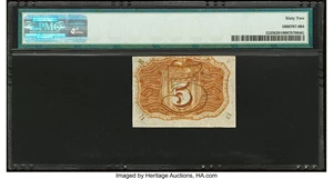 image for: Fr. 1235 5¢ Second Issue PMG Uncirculated 62....