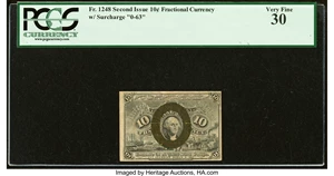image for: Fr. 1248 10¢ Second Issue PCGS Very Fine 30....