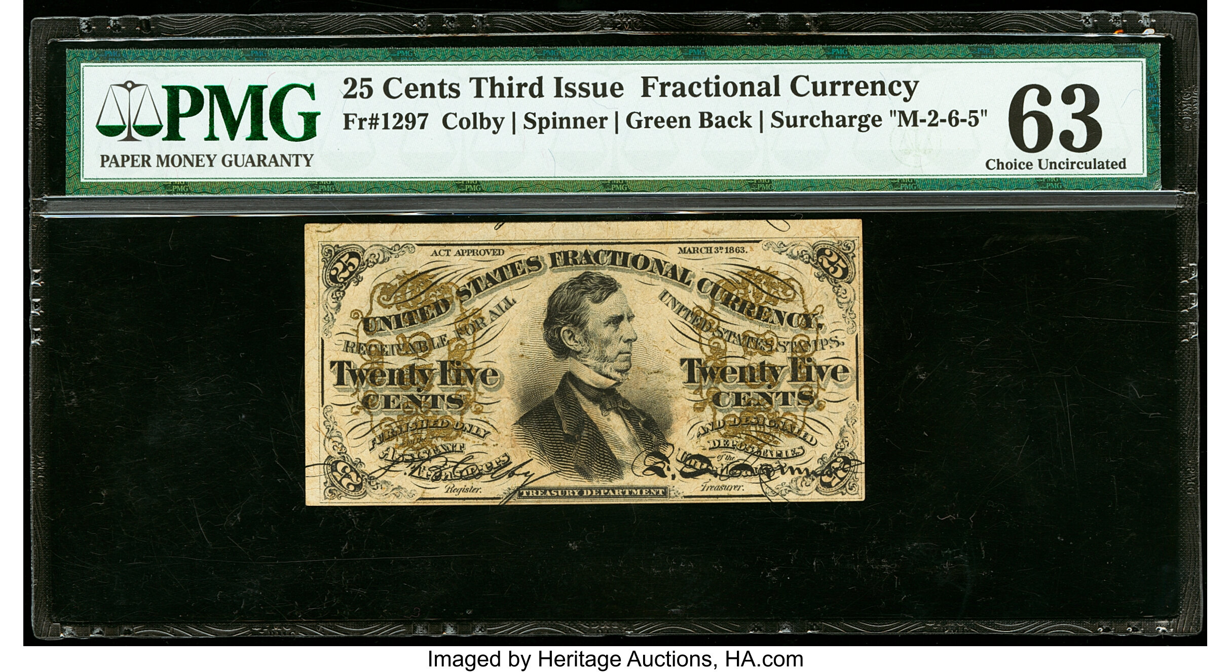 image for: Fr. 1297 25¢ Third Issue PMG Choice Uncirculated 63....