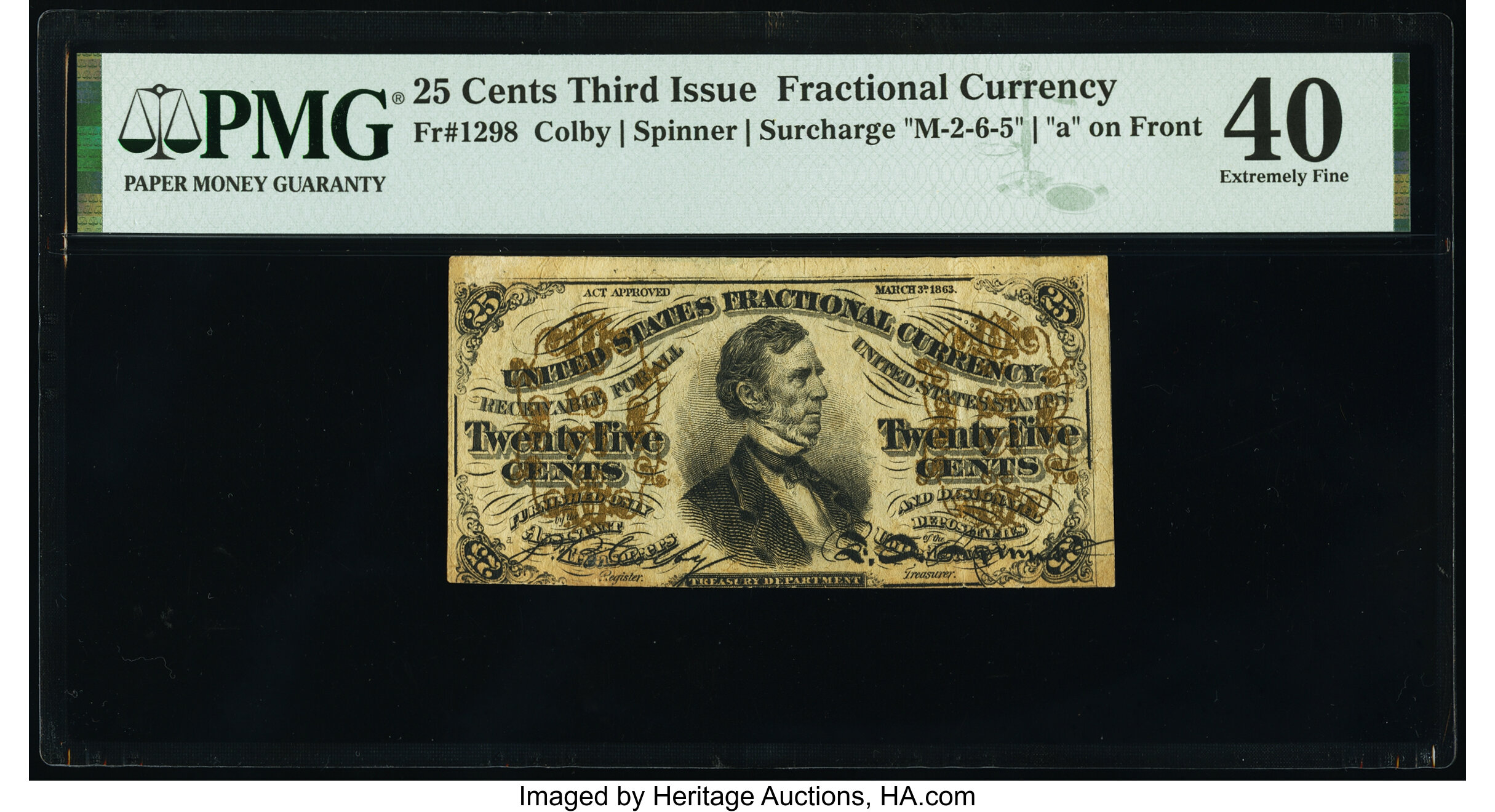 image for: Fr. 1298 25¢ Third Issue PMG Extremely Fine 40....