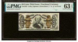 image for: Fr. 1332 50¢ Third Issue Spinner PMG Choice Uncirculated 63 EPQ....