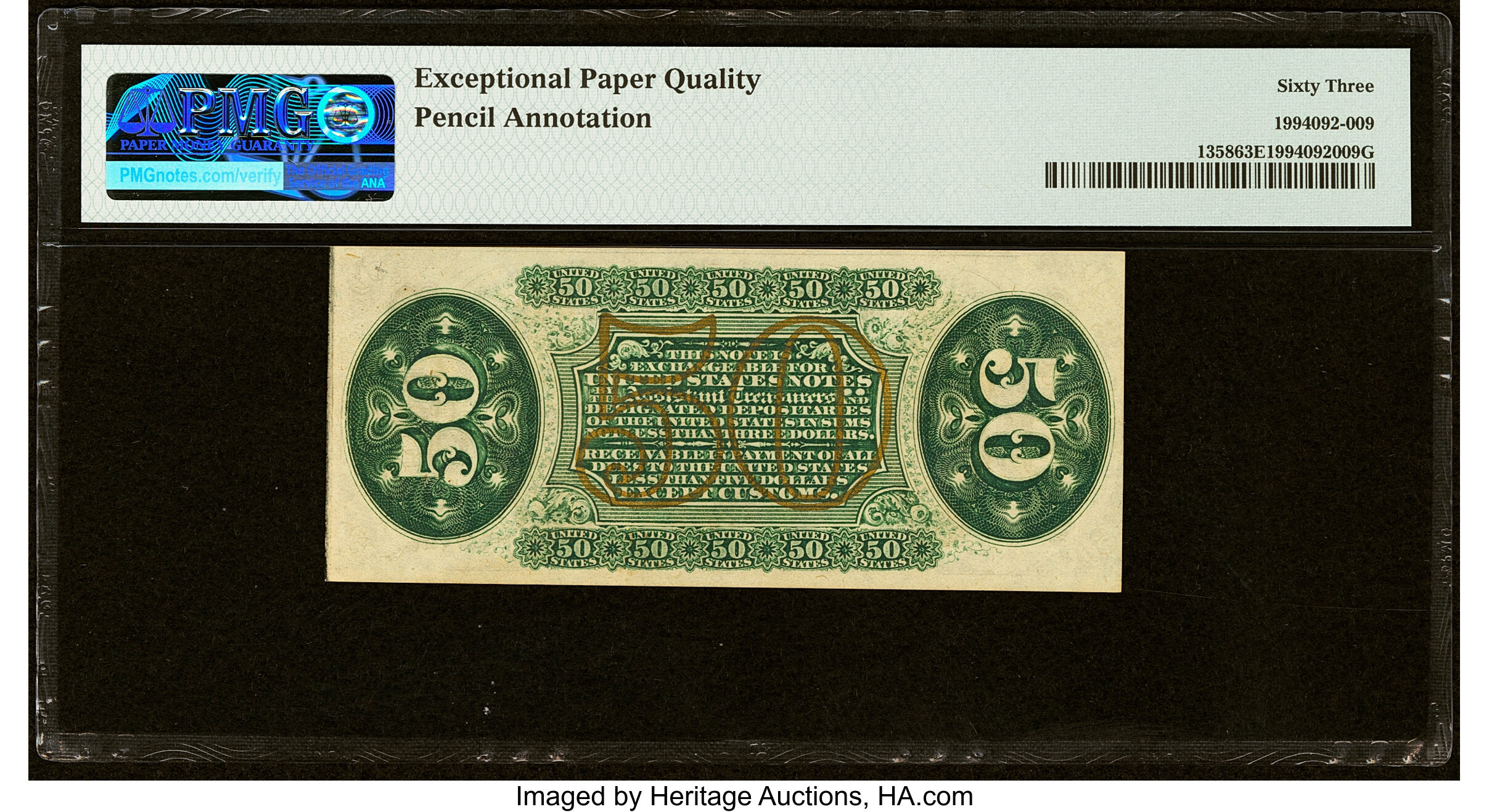 image for: Fr. 1358 50¢ Third Issue Justice PMG Choice Uncirculated 63 EPQ....