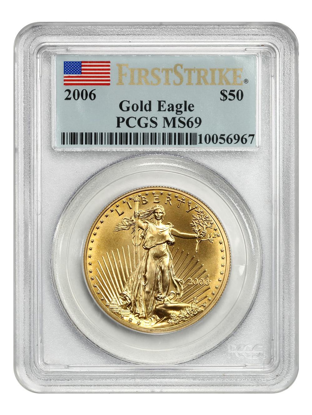 image for: 2006 Gold Eagle $50 PCGS MS69 (First Strike)