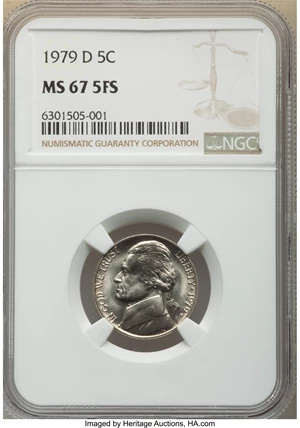 image for: 1979-D 5C MS67 Full Steps NGC. NGC Census: (3/0). PCGS Population: (1/0). ...