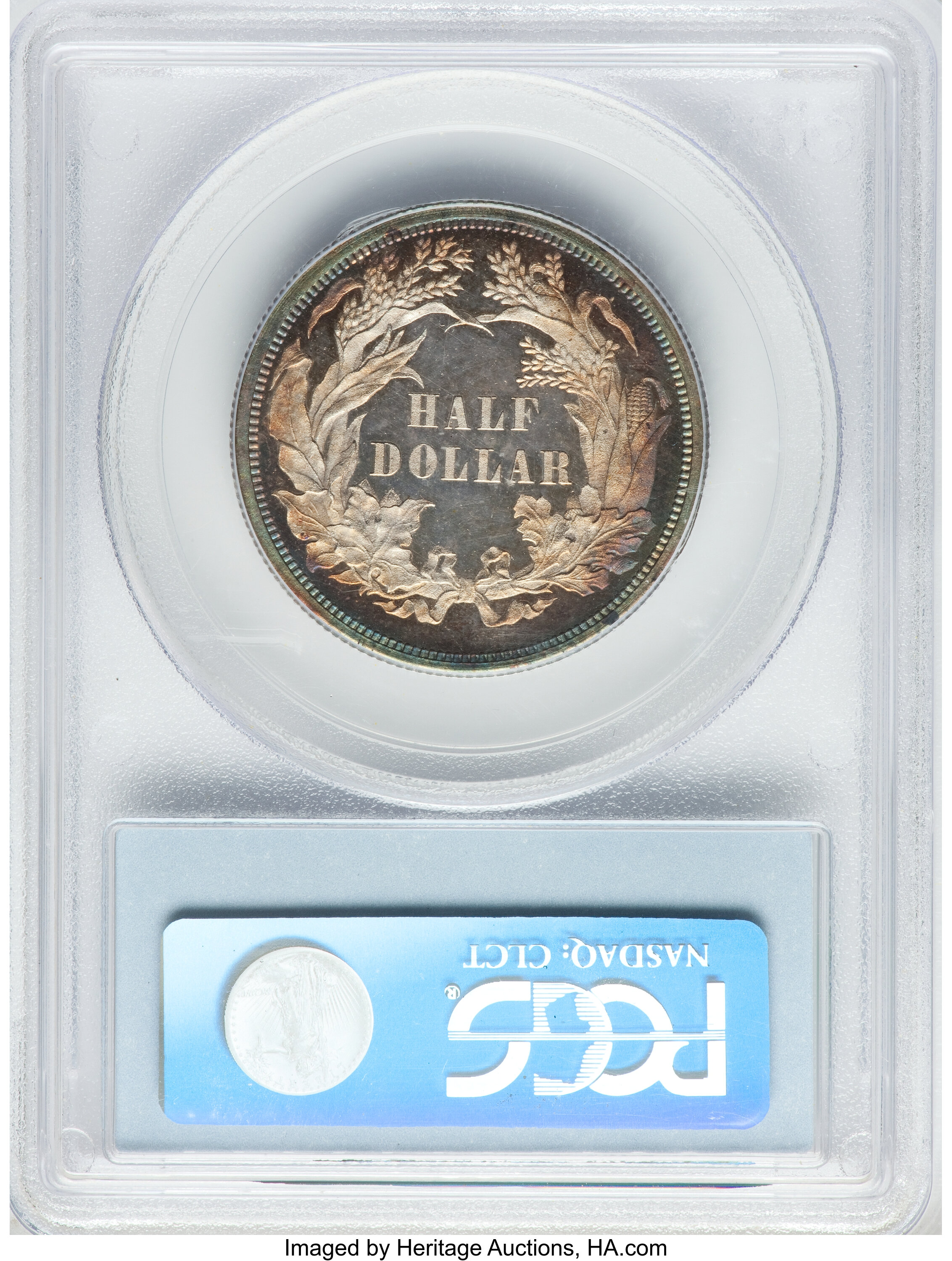 image for: 1859 P50C Half Dollar, Judd-247, Pollock-286, High R.7, PR64 PCGS. CAC. The Paquet Liberty Seated with Fasces obverse. Libe...