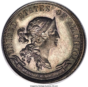 image for: 1870 25C Standard Silver Quarter Dollar, Judd-912, Pollock-1008, High R.6, PR66 PCGS. Liberty wears a diadem inscribed LIBE...