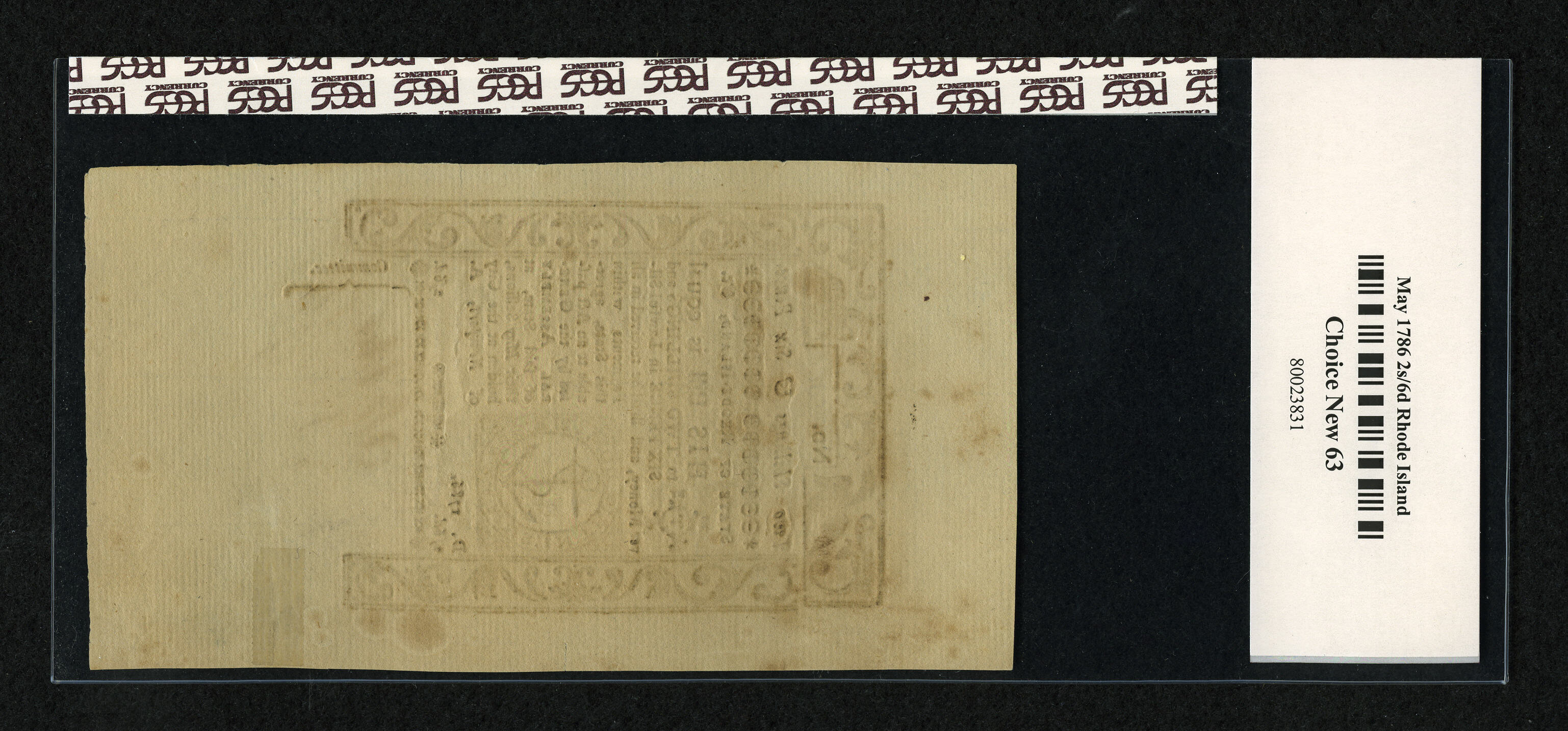 image for: Rhode Island May 1786 2s/6d PCGS Apparent Choice New 63....