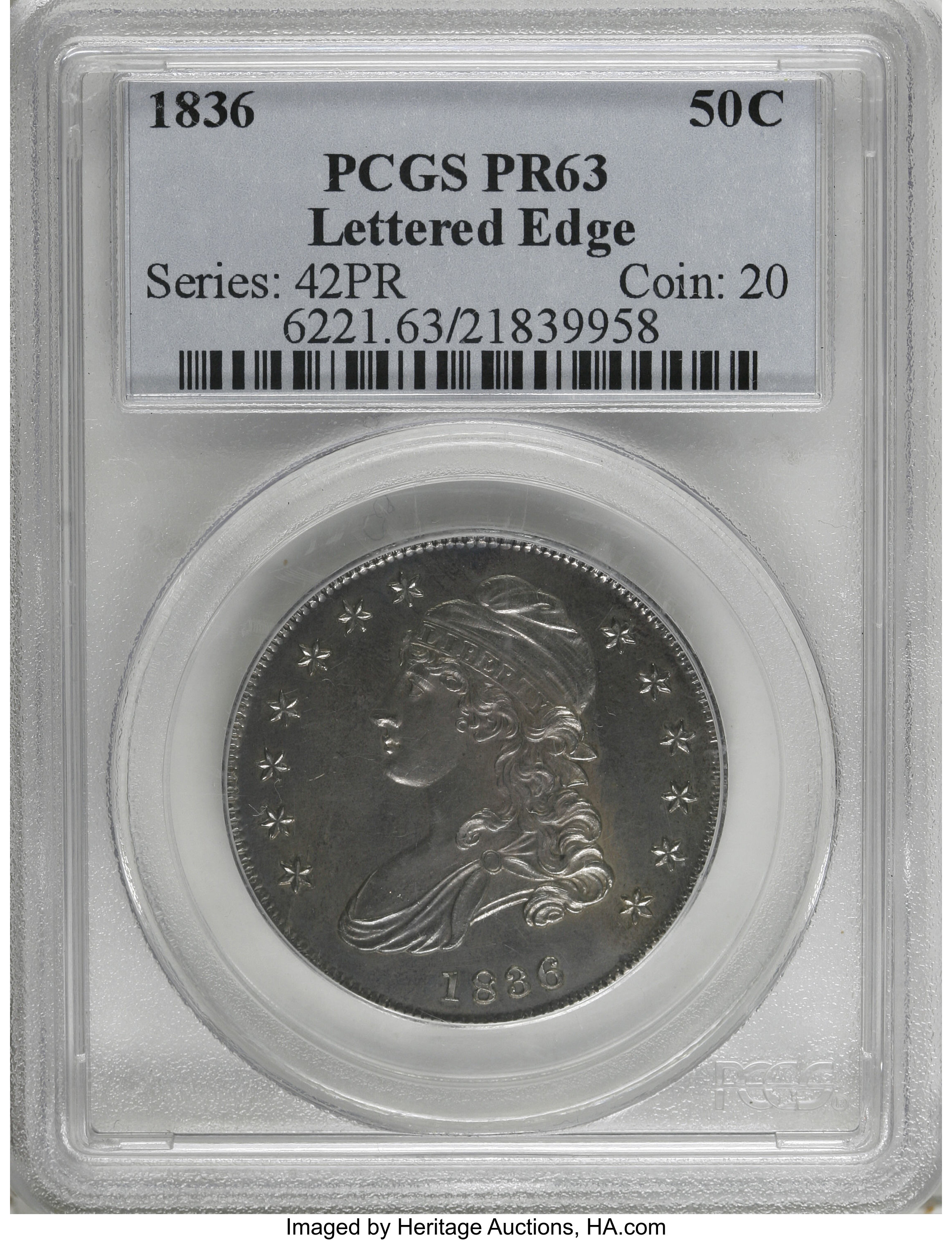 image for: 1836 50C Lettered Edge PR63 PCGS....