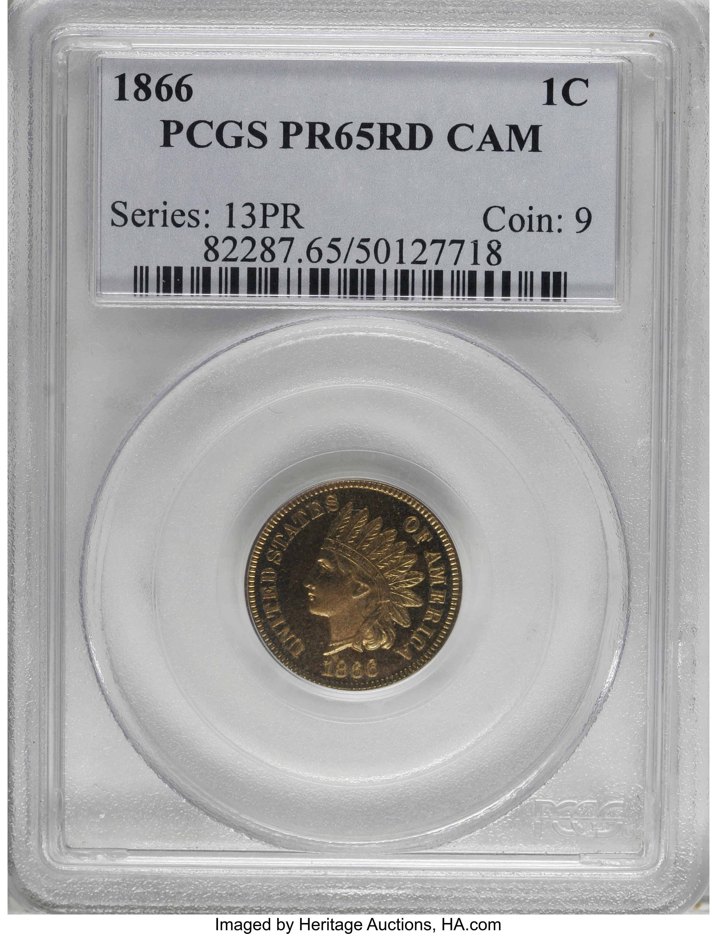 image for: 1866 1C PR65 Red Cameo PCGS....