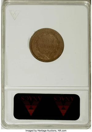 image for: 1858 P1C Indian Cent, Judd-208, Pollock-259, Snow-PT28, R.1, AU50 ANACS....