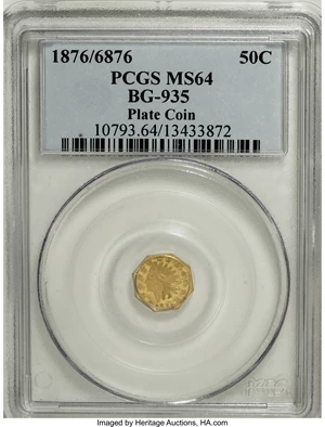 image for: 1876/6876 50C Indian Octagonal 50 Cents, BG-935, R.5, MS64 PCGS....