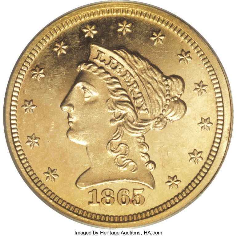 image for: 1865 $2 1/2 PR63 Deep Cameo PCGS....