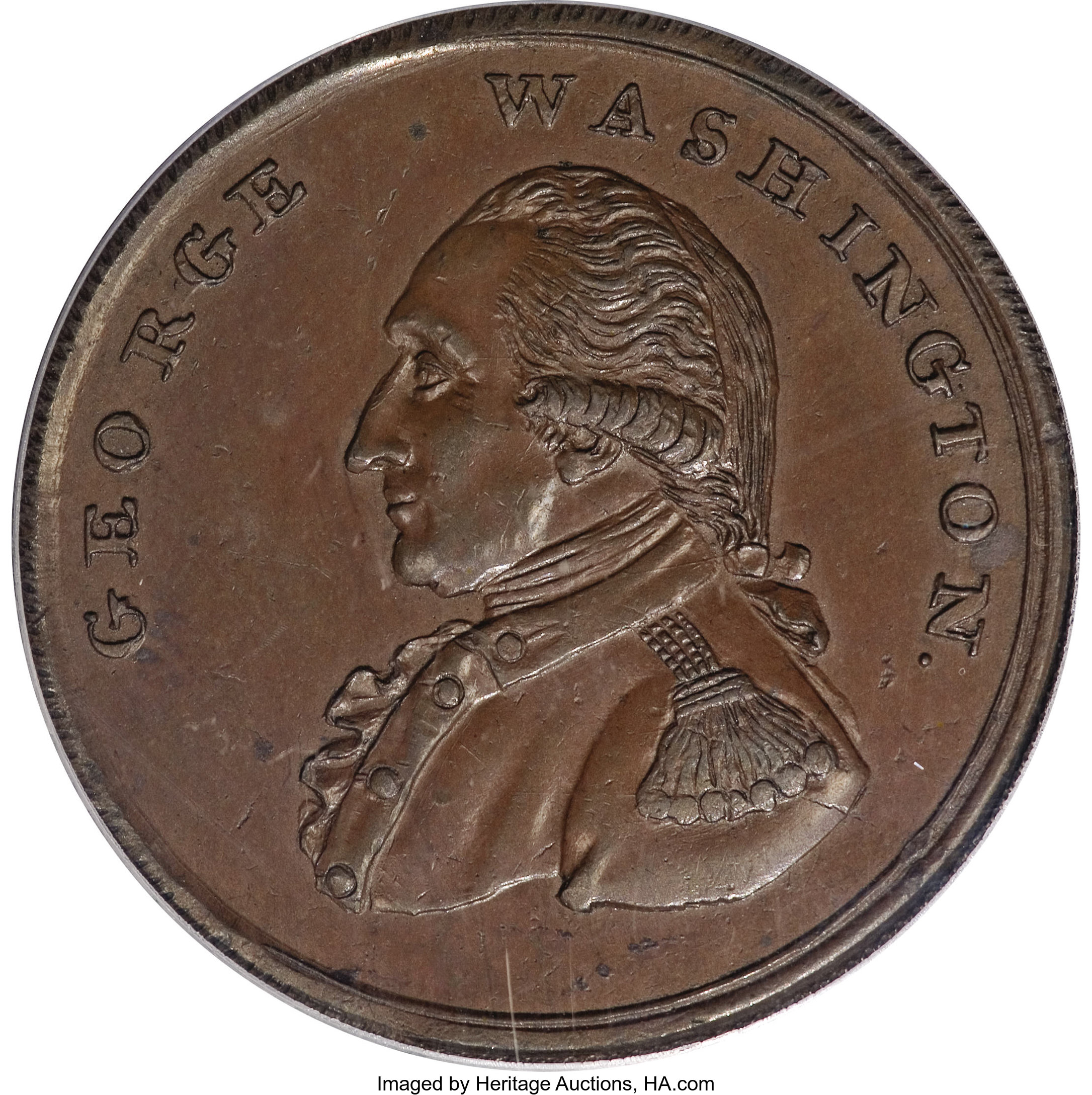 image for: Undated PENNY Washington Liberty And Security Penny, Corded Rim MS63 Brown PCGS....