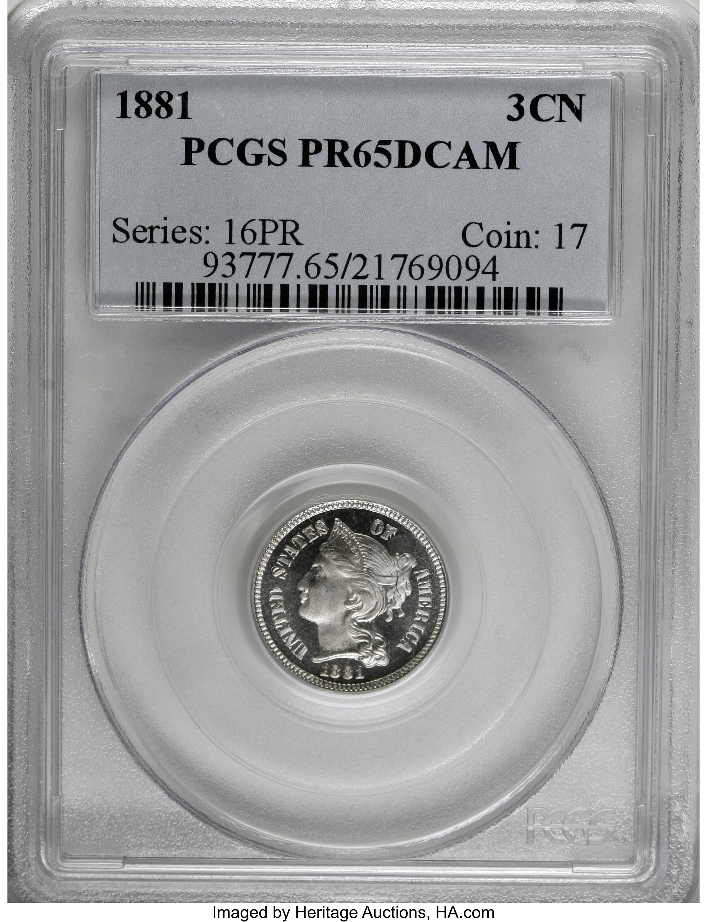 image for: 1881 3CN PR65 Deep Cameo PCGS....