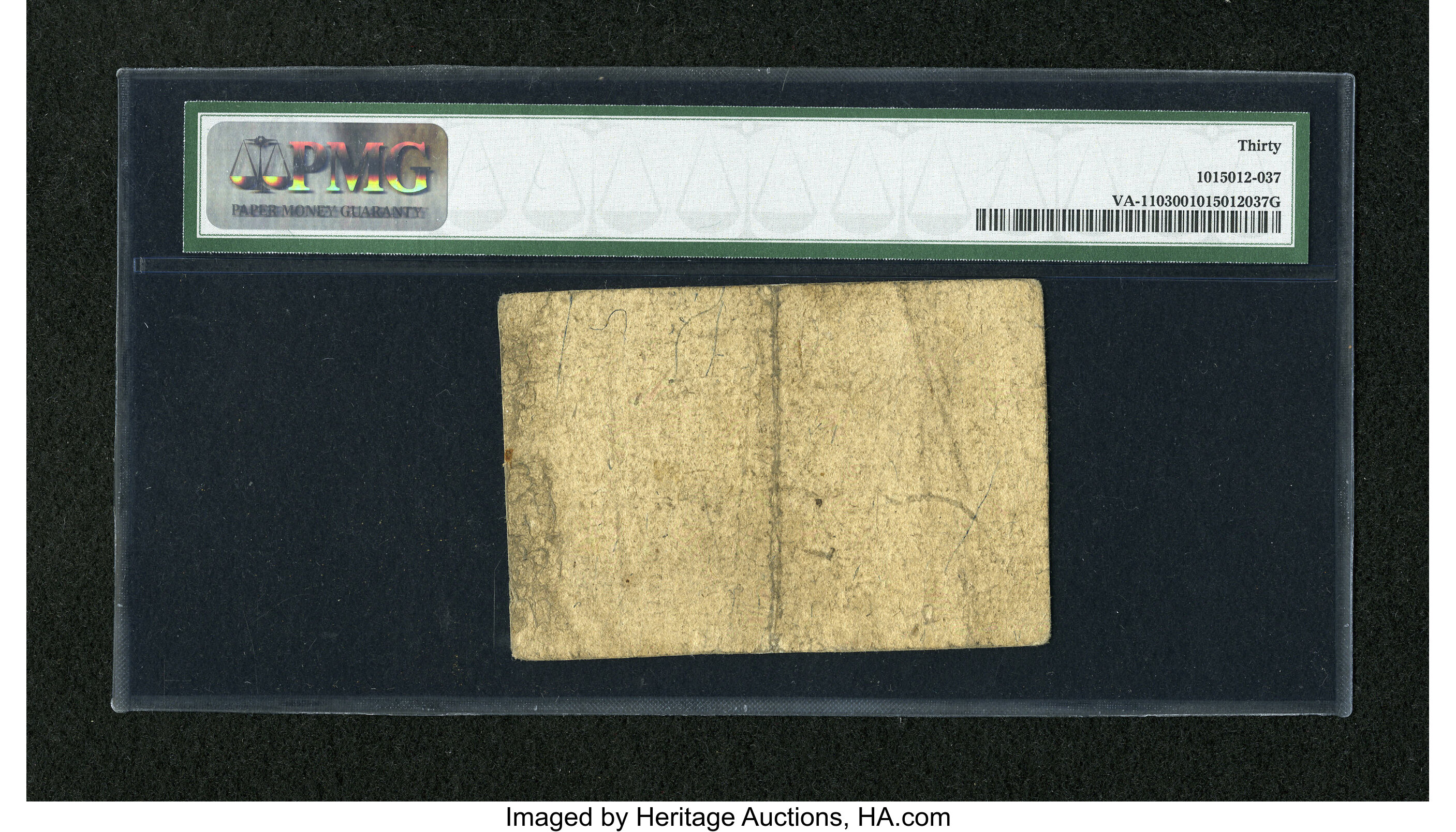 image for: Virginia October 7, 1776 $10 PMG Very Fine 30....