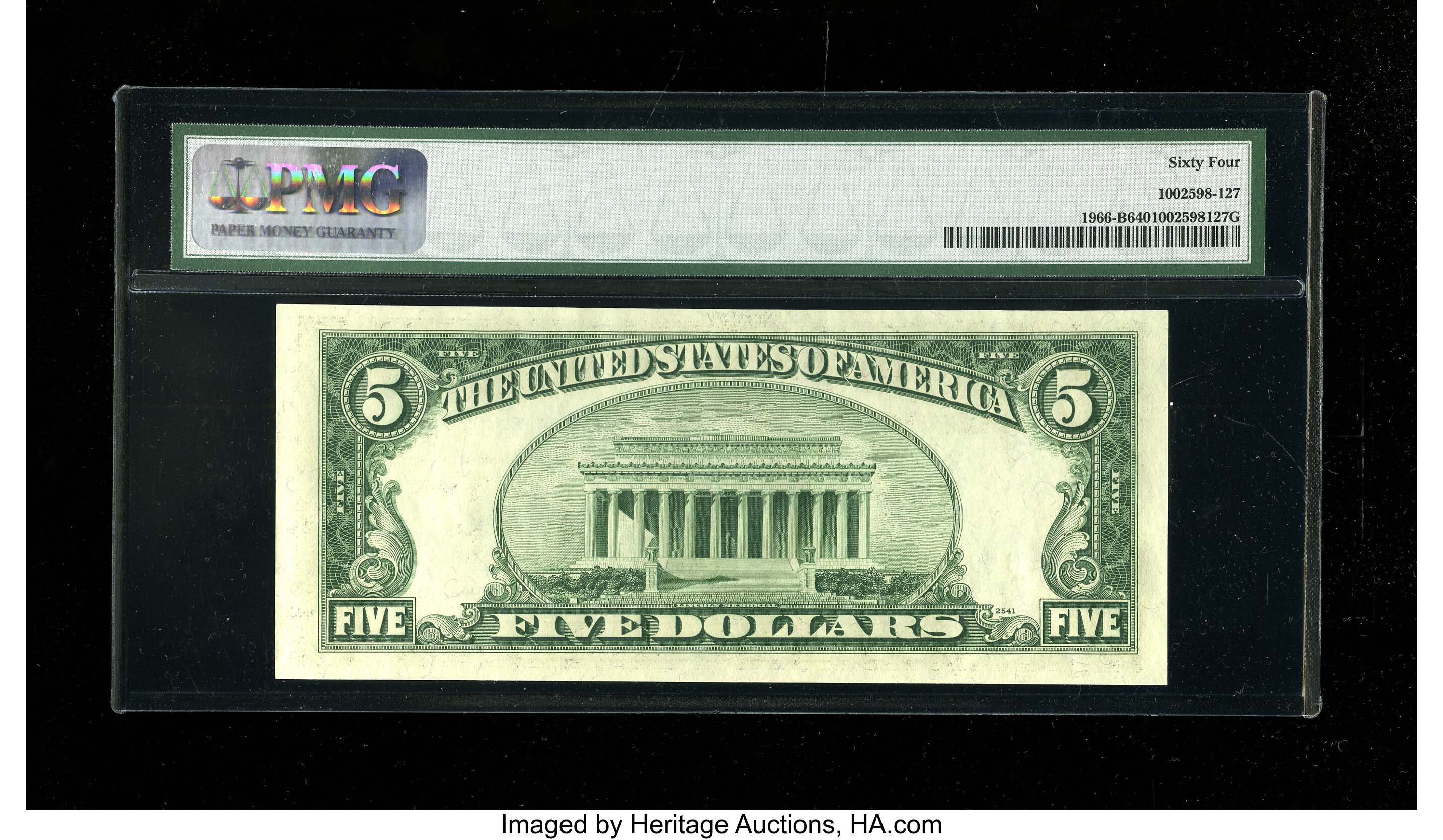 image for: Fr. 1966-B $5 1950E Federal Reserve Note. PMG Choice Uncirculated 64....