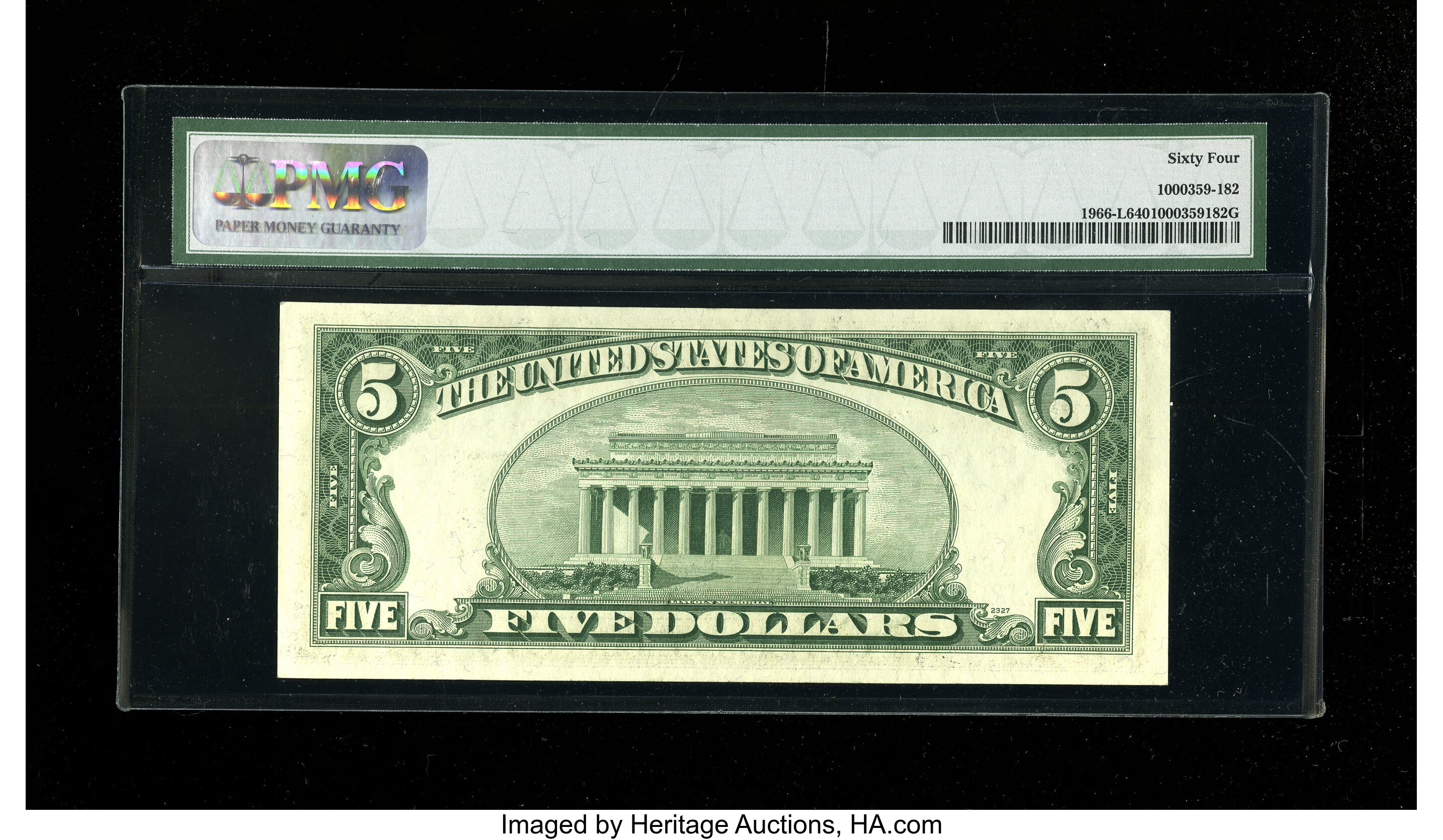 image for: Fr. 1966-L $5 1950E Federal Reserve Note. PMG Choice Uncirculated 64....