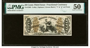 image for: Fr. 1363 50¢ Third Issue Justice PMG About Uncirculated 50....