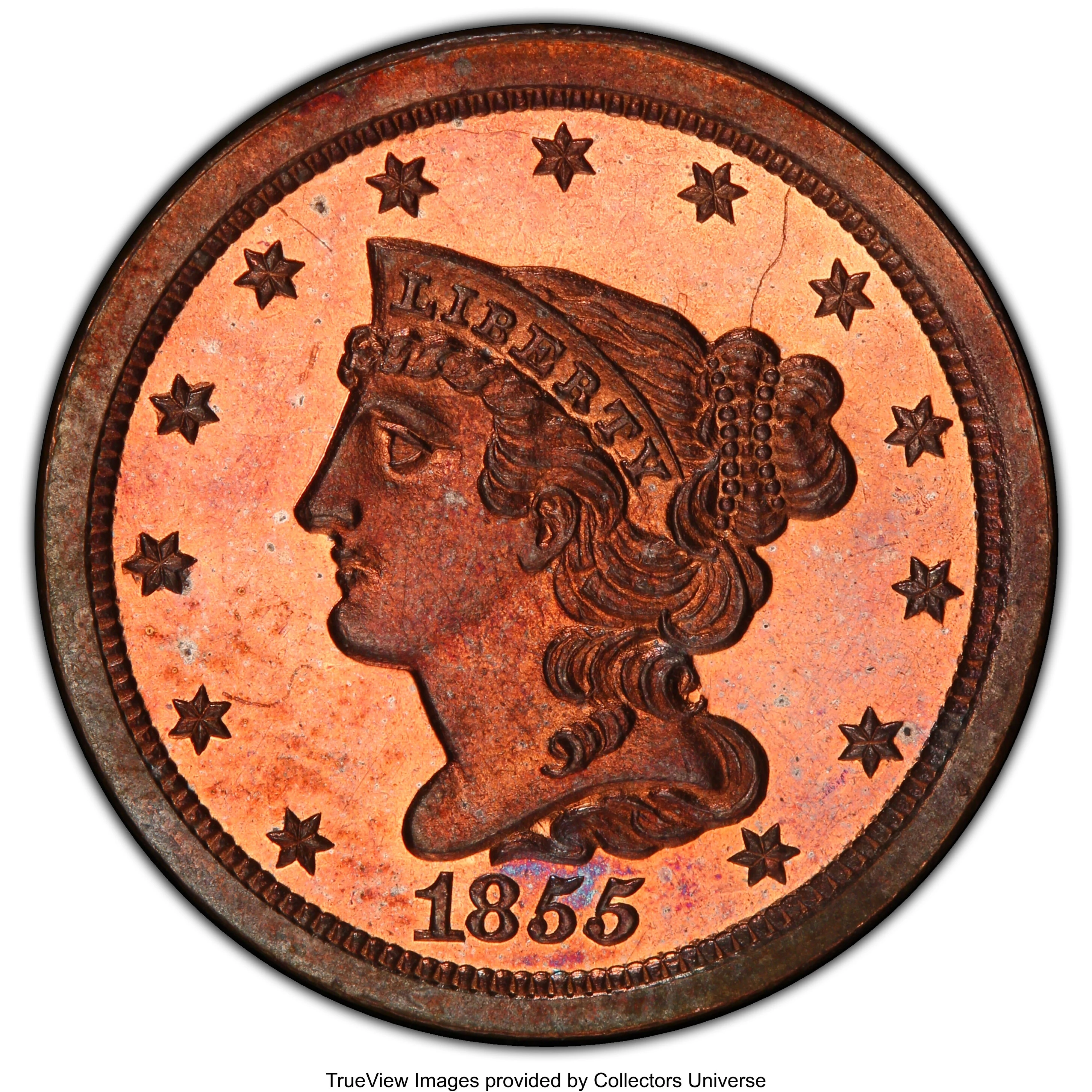 1855 Braided Hair Half Penny Proof RD Coin Pricing Guide