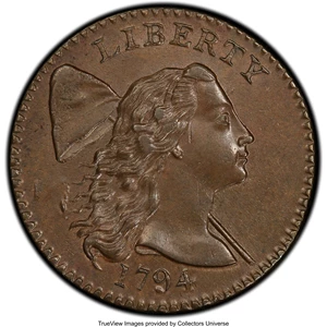 image for: 1794 1C Head of 1794, S-31, B-13, R.1, MS63+ Brown PCGS. Breen Die State II. A lovely Marred Field cent with a chocolate-br...