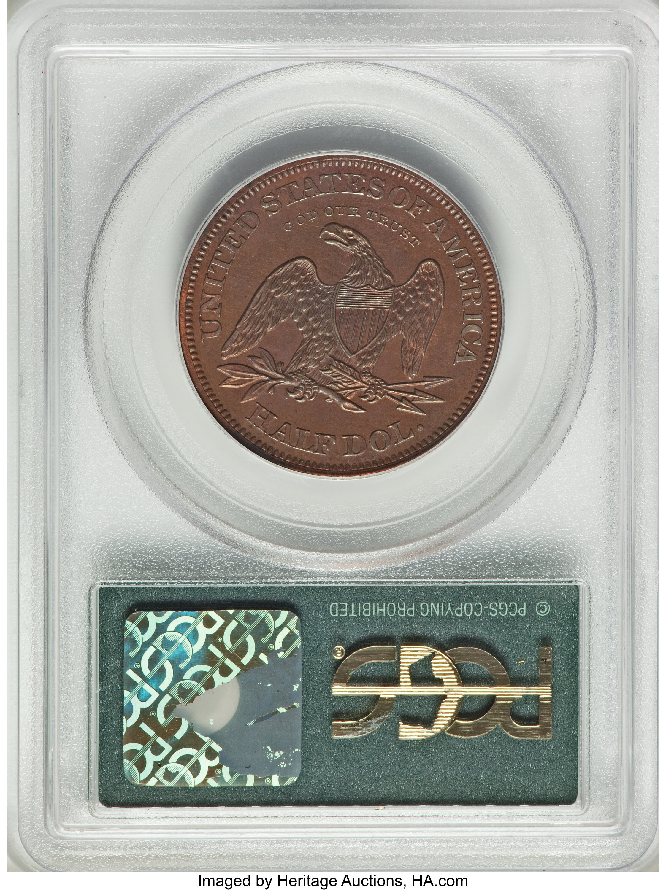 image for: 1862 50C Half Dollar, Judd-296, Pollock-354, High R.6, PR65 Brown PCGS. CAC. Ex: Eliasberg. The obverse is the regular issu...