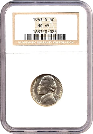 image for: 1963-D 5c NGC MS65