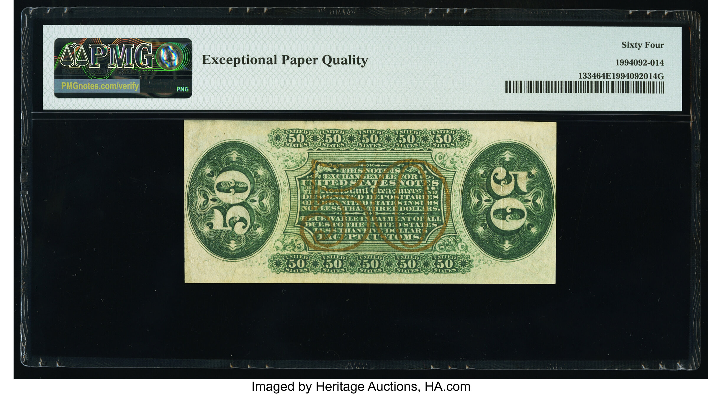 image for: Fr. 1334 50¢ Third Issue Spinner PMG Choice Uncirculated 64 EPQ....