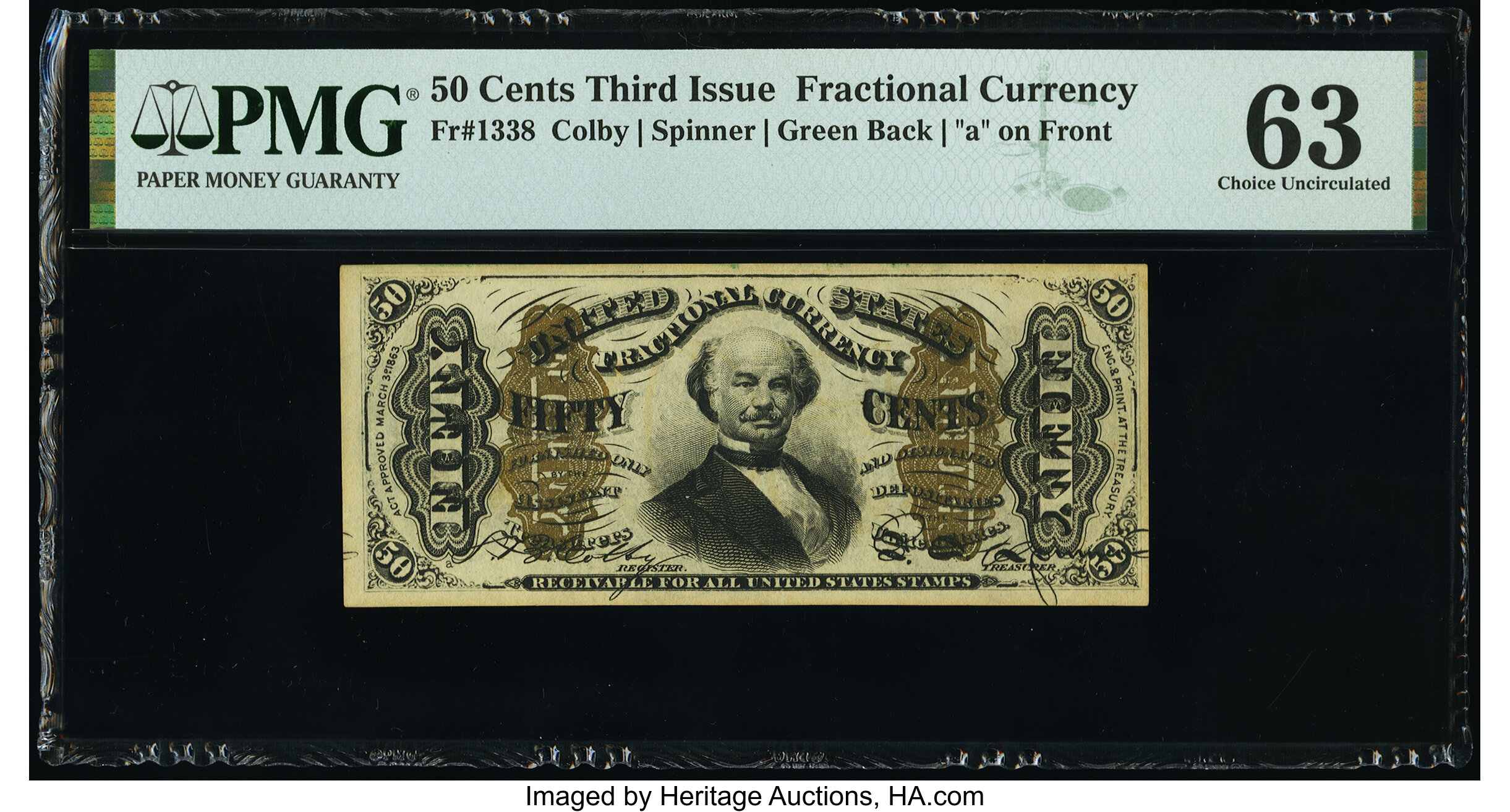 image for: Fr. 1338 50¢ Third Issue Spinner PMG Choice Uncirculated 63....