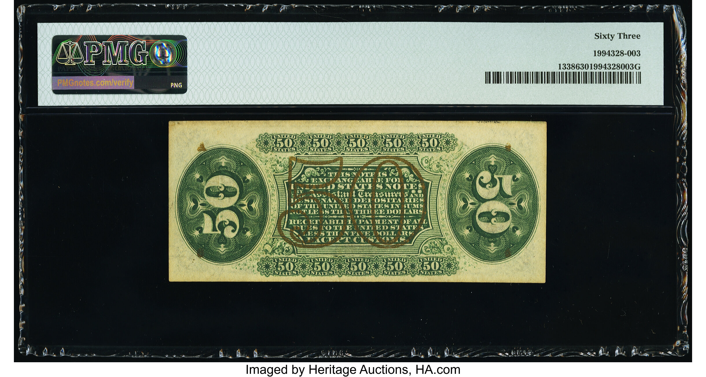 image for: Fr. 1338 50¢ Third Issue Spinner PMG Choice Uncirculated 63....